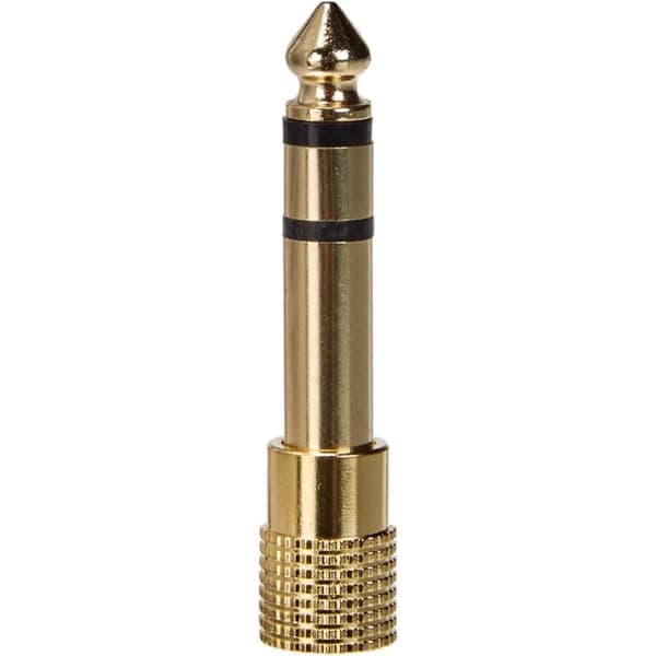 Stereoadapter med 6,3 mm hunnplugg til 3,5 mm jack. Gullbelagt