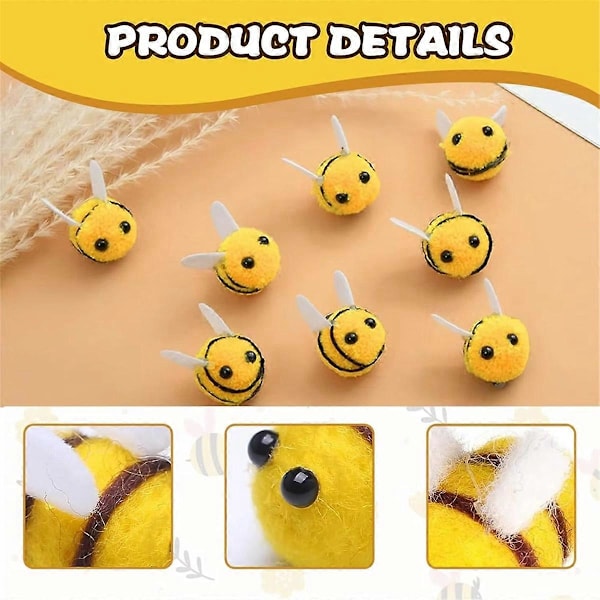 50 st Bi Pompom Hårboll Polyester Barn Huvudbonad Bröllopsfigurer DIY Handgjort Material Hatt Kläder Dekor