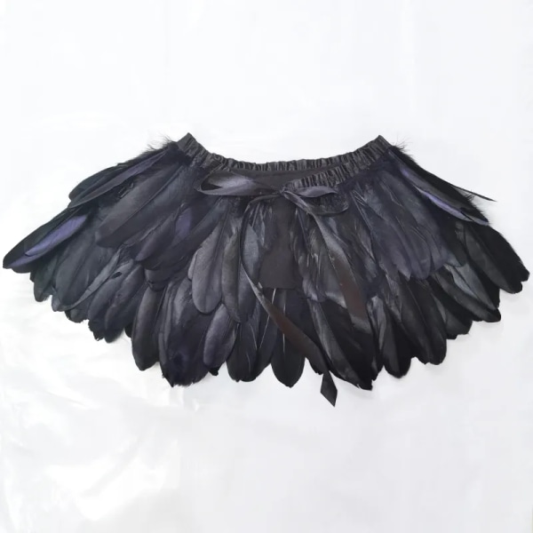 Gotisk fjädersjal Axeltillbehör Fjädermodevinge Halloween Cosplay Custume Karnevalsklänning Maskeradkläder Dekor black One Size