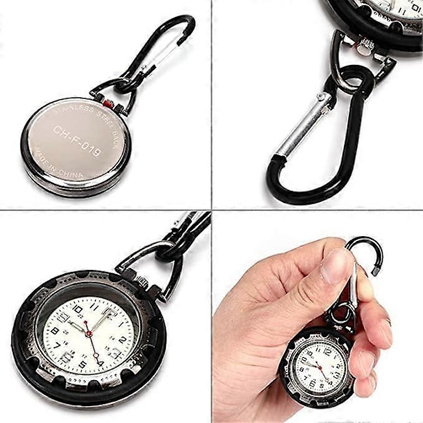 Clip-on Karabinkrok Lysende Skive FOB Digital Klokke for Sport Sykepleiere Ambulansepersonell