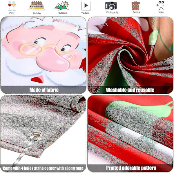 Juldekorationer, Rolig Tomte Toalettdörr Överdrag Tyg Tomte Toalett Bakgrund Banner För Juldörrsdekorationer,-jie