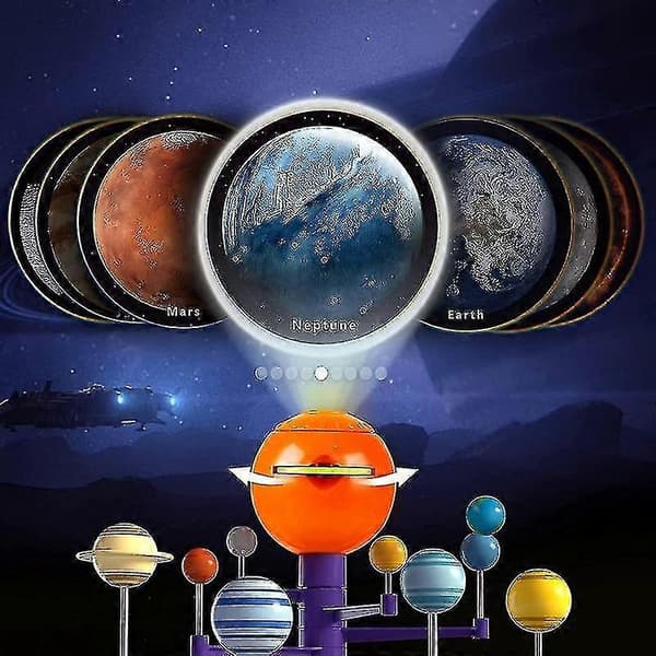 Solsystemet for barn, snakkende astronomi-solsystemmodellsett, planetariumsprosjektor STEM-leker med 8 planeter, romleker for gutter 3 4 5+ år gamle