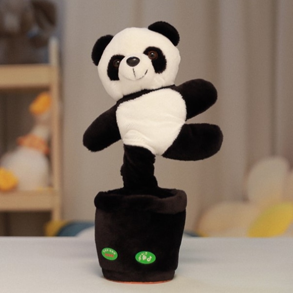 Panda kan sjunga och dansa, spela in och lära sig tala, elektrisk förtrollande plyschleksak med blommor solros panda Battery type
