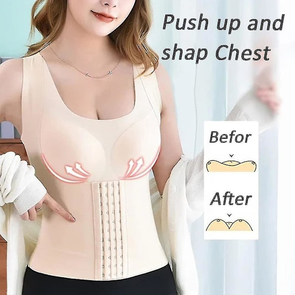 Tflycq 4-i-1 Shapewear för kvinnor Puckelryggskorrigeringskorsett Push Up Shaper Bantning midja mage Skin Colour M