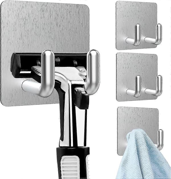 JiaWei 4 Stycken Självhäftande Väggkrokar (Tungvikt), Silver 4.5*4.5cm o7D