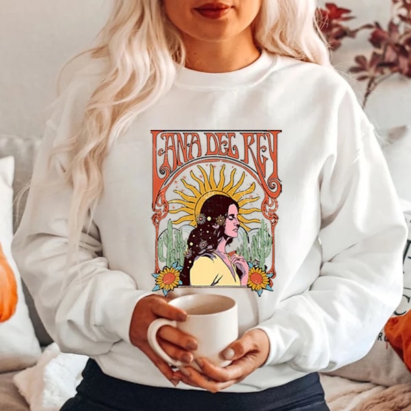 90-tals retro sweatshirt Streetwear Lana Del Rey Vintage Estetisk hoodie Music Tour Shirt Dam Höst Vinter Trendiga toppar Dark Grey S