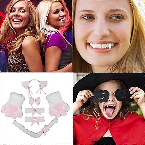 Katt Cosplay Set Kattöron och Svans Set Kattdräkt Set Öron