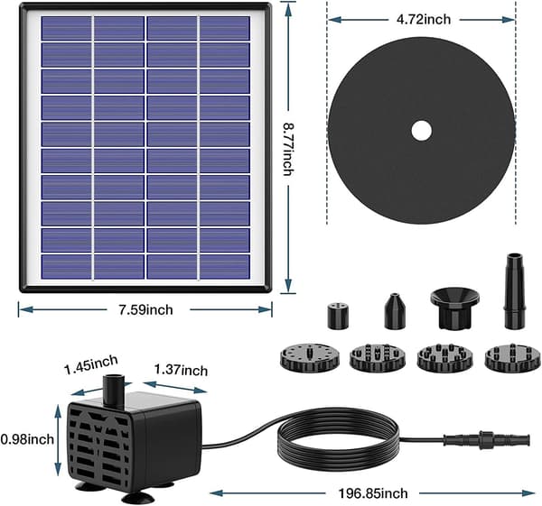 5W Solcellsdriven fontänpump, flytande solcellsvattenpump, för trädgård