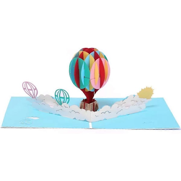 3D Pop Up [Syntymäpäiväkortti] (Kuumailmapallo) [Onnittelukortti] [Valmistujaiskortti] luovalla paperileikkauskuviolla, lahja syntymäpäiväksi, valmistujaisiin, jouluun