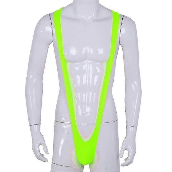 Elastisk mannebadedrakt med fluorescerende design Green