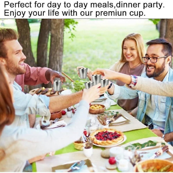 4-pack 30ml Rostfritt Stål Kopp Livsmedelsgodkänd Metall Resekopp Camping Vattenkopp Mugg Mini Portabel Shotglas Set