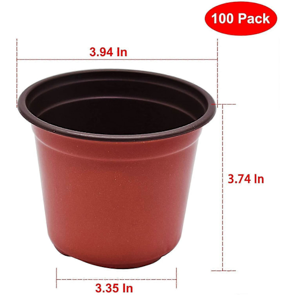 100 stk. 10 cm Plast Planteskolepotter, Potter Frøplanter Blomster Plantekontainer Frøstartpotter for Frøplanter, Stiklinger