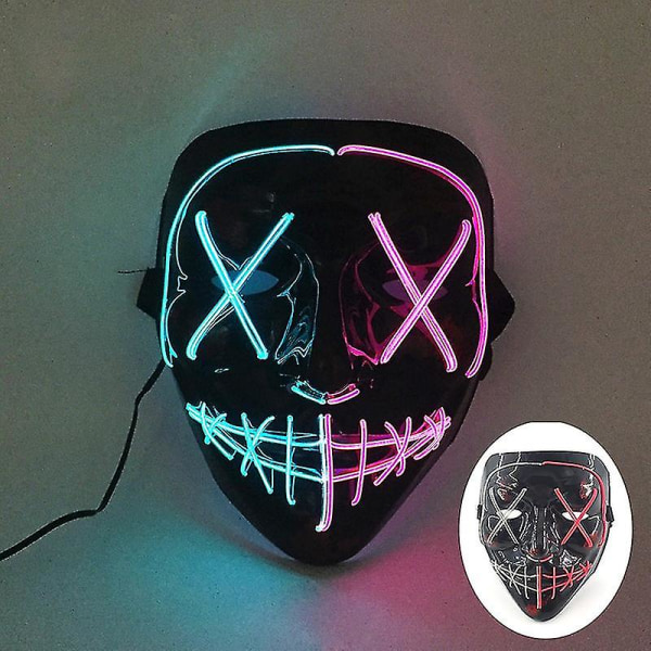 Halloween Neon Led Purge Mask Masque Masquerade Party Masker Ljus Lysande I Mörkret Roliga Masker Cosplay Kostymtillbehör 2