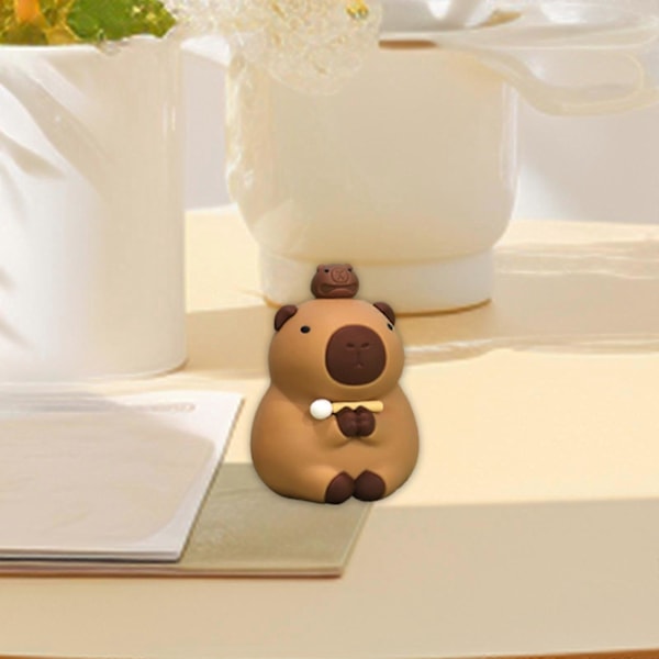 Capybara Statue Bilinstrumentbræt Dekoration Mini Skulptur Gave Dyrefigurindretning Skrivebordspynt til Bogreol Kontor Hjem