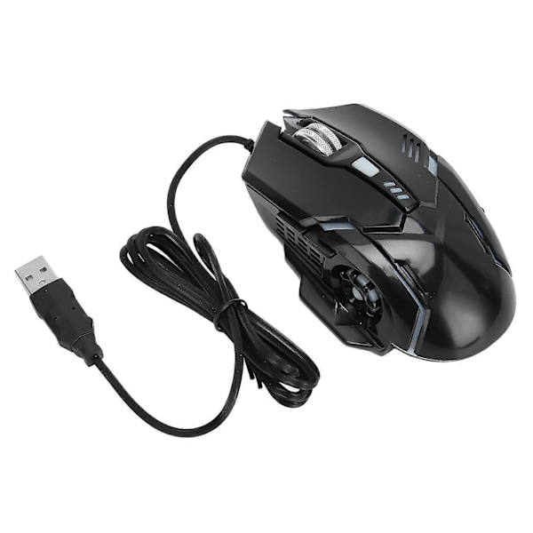 Kablet Gaming Mus DPI 1200 1800 2400 3600 USB Interface RGB Baggrundsbelyst Ergonomisk PC Gaming Mus til Hjemmecomputer Kontor Sort