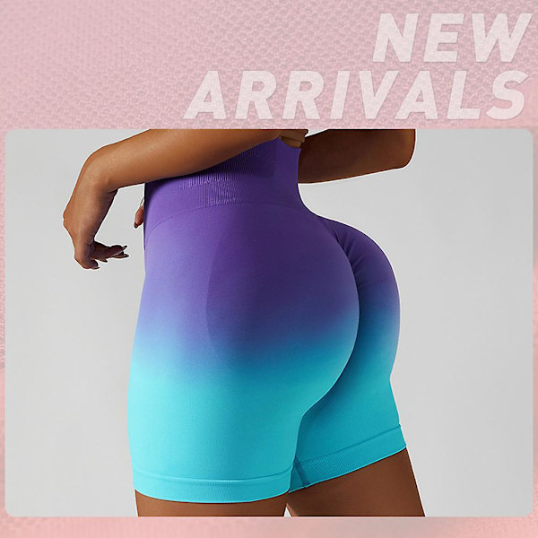 Gradient Seamless Gym Byxa Butt Lift Slim Fit Shorts Deep Wine Red M