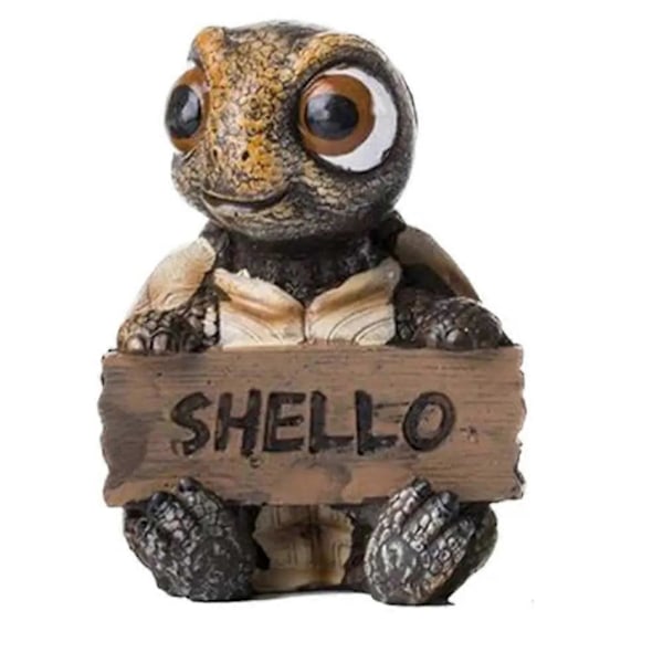 Havskildpadde Statue Dekor Skildpadde Harpiks Skulptur med Sjove Skilte Bordplade Ornamenter Samlerobjekt Figu