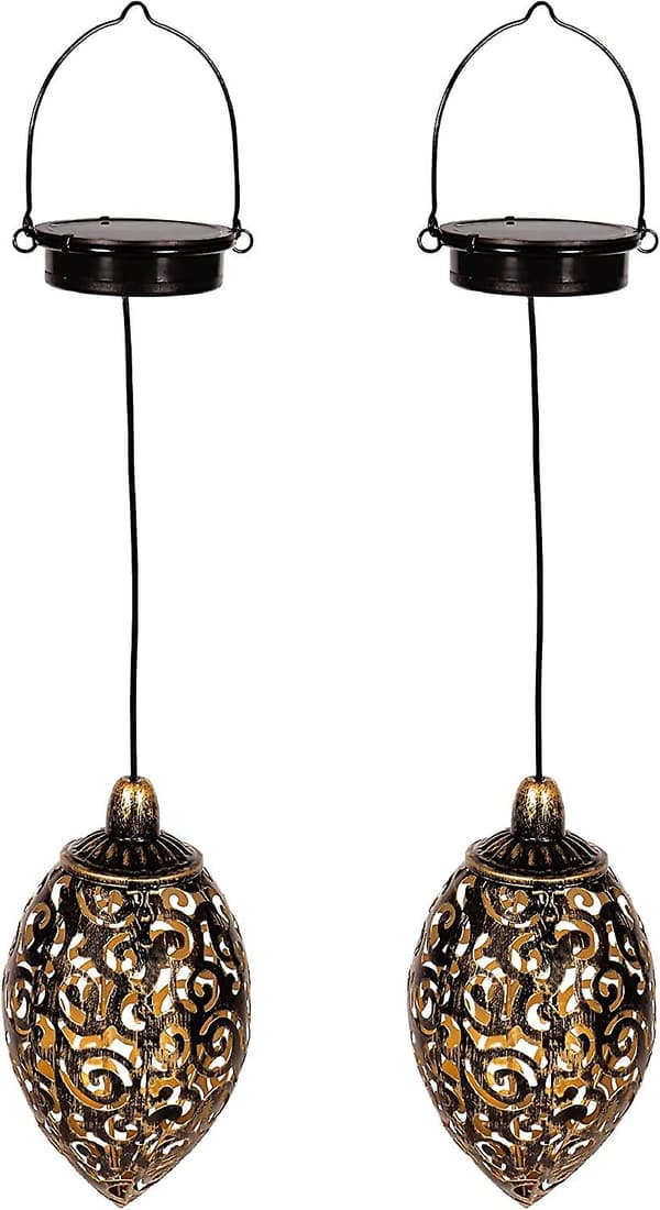 Udendørs hængende solcellelampe - 2 stk. solcellelamper - udendørs