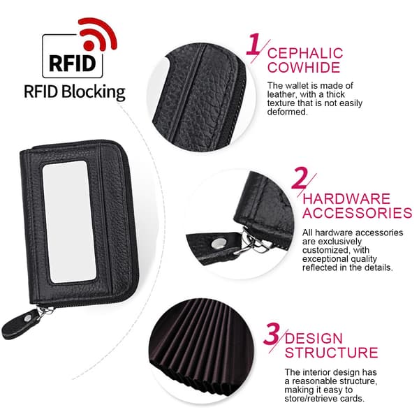 Lille læderpung til kvinder, dame lynlåspung, RFID