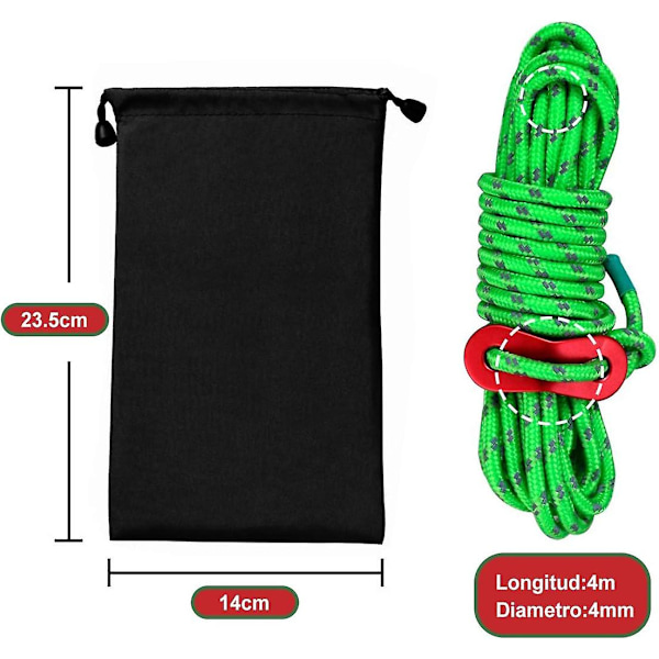 8 reflekterande tältlinor, lätta tältlinor med aluminiumblomspännare, 4 meter, ryggsäckstältmarkis