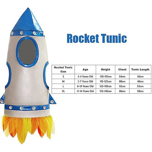 Unisex barn Flickor Astronaut Jumpsuit Fancy Dress Up Pojkar Barn Robot Kostym Toddler 3d Rocket Halloween Kostym 2023 Robot Bag Age 3-4 Years Old