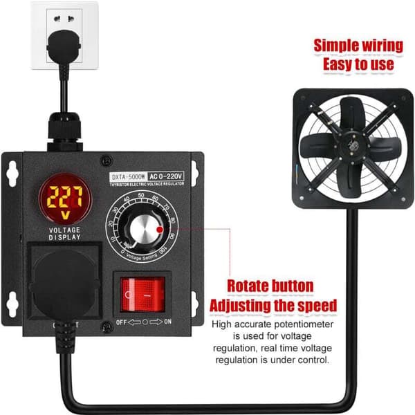 220V 5000W Spenningsregulator – Motorhastighetskontroller – LED Digitalt Display – Overspenningsbeskyttelse