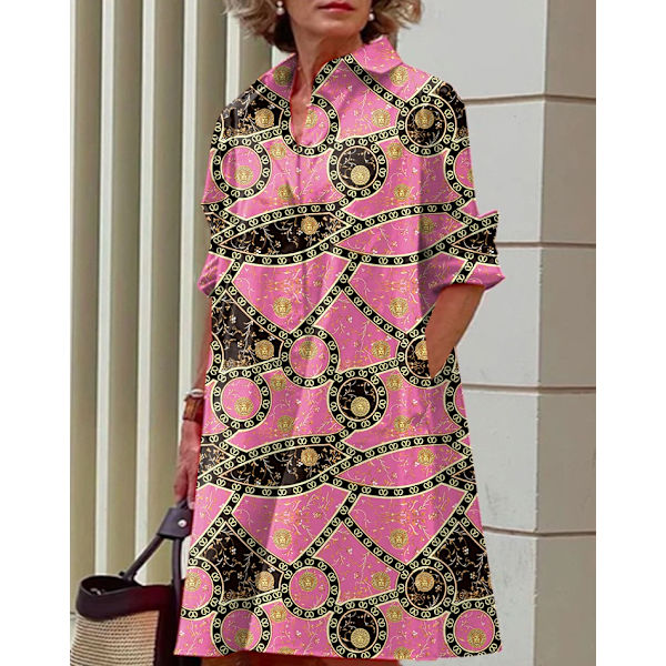 Sommar Populär Enfärgad Polka Dot Print Sexig Skjorta Sommarklänning Lös Pocket Dress A9SYDDH230411F 3XL