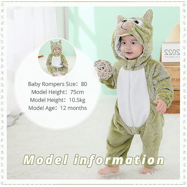 Unisex baby Vinter Höst Flanell Huva Romper Cosplay Jumpsuit Hög kvalitet Horse 2 5 Months