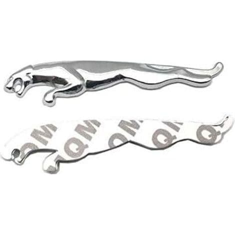 Forkromet metalemblem, der forestiller en springende jaguar. 160 mm