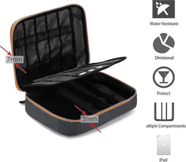 Universal Rejse Kabel Organizer Elektronisk Tilbehør Taske Til 9.7 Tommer Ipad, Kindle, Strømadapter