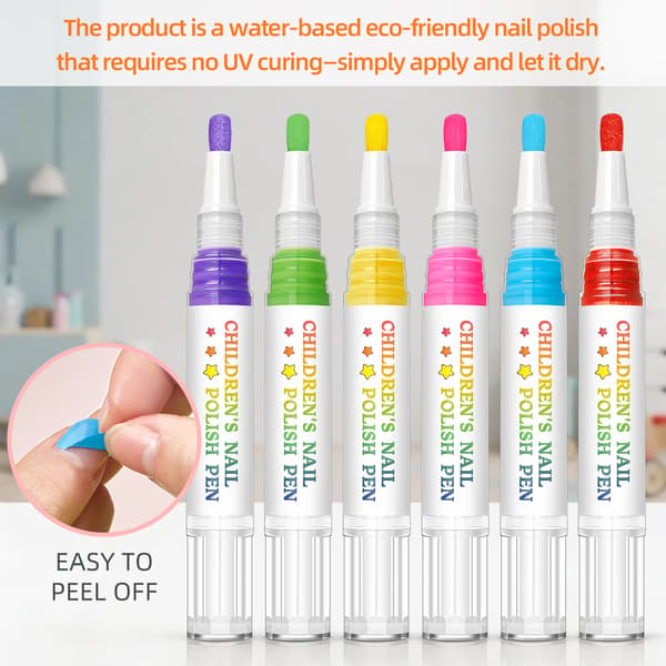 Unisex Vattenbaserad Snabbtorkande Avdragbar Nagellackspenna Set 6