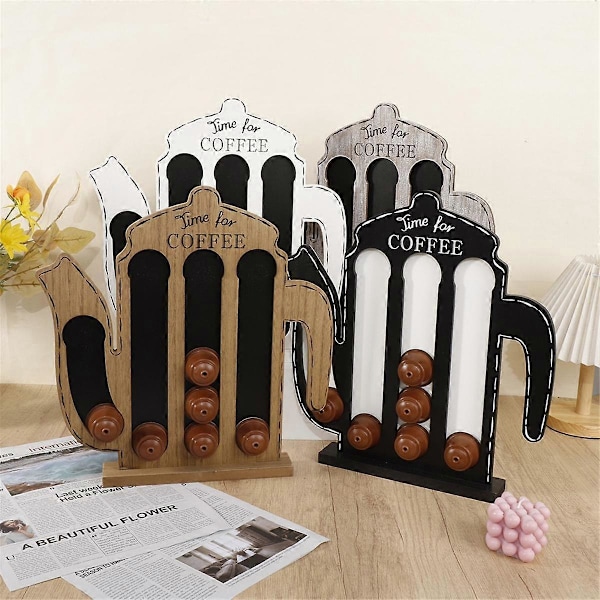 Kaffepose Opbevaring Kaffeposeholder Stor Kapacitet Kaffe Fløde Opbevaringsboks Træ Kaffepose Træ Ornamenter A