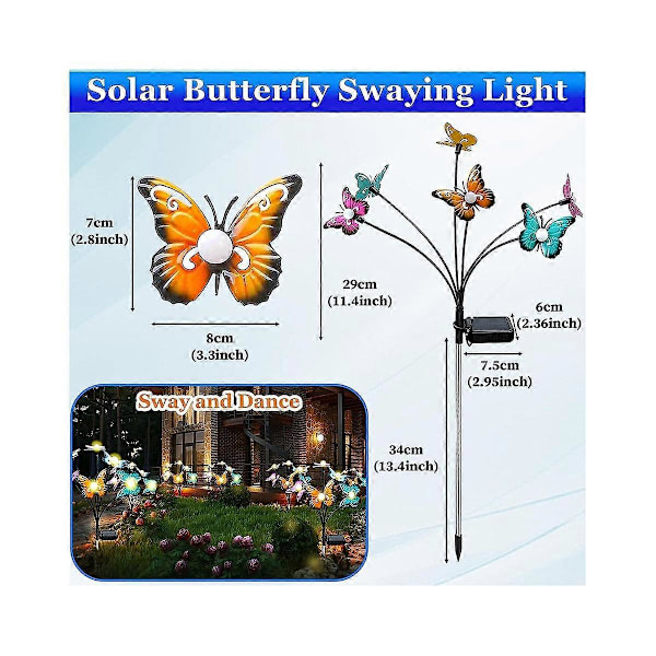 4 KPL Aurinkopuutarhavalot Aurinko Keinuvat Valot, 6 LED Keinuvat Tuulessa, Ulkovalot Pihan Terassin Koristeluun