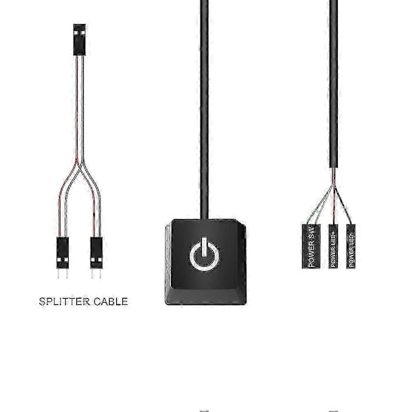 Bärbar På/av PC Knapp Strömbrytare Kabel Stationär Dator Strömbrytare Förlängningssladd 400cm Blått Ljus ny