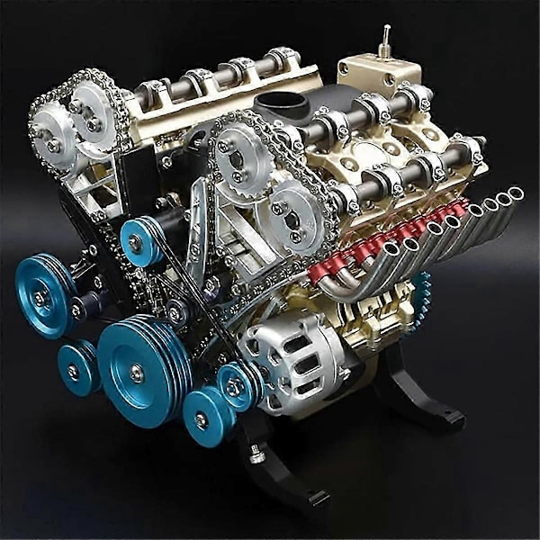Modellmotorkit kompatibelt med vuxna, 8-cylindrig metallbilmodellmotorkit, DIY-monteringskit för bilmotor i harts