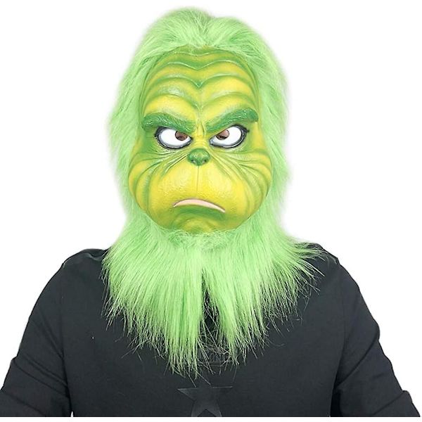 Julgrön tomtemask, Halloween latexmask, julcosplaydräkt, universal storlek för vuxna och barn