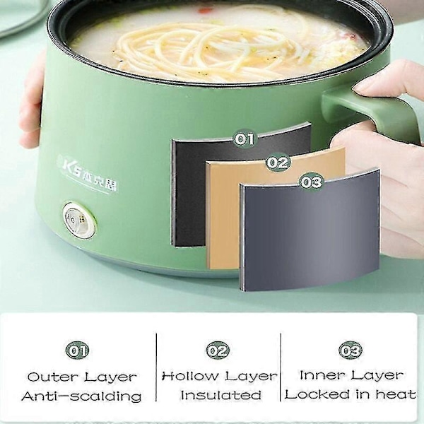 Mini Multifunktionella Kokare Non-stick Panna Elektrisk Riskokare Matlagningsmaskin Kokgryta Hushåll Sovsal Hot Pot 1-2 Personer