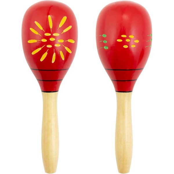 Dekorerade Trämaracas - Röd - Ett Par