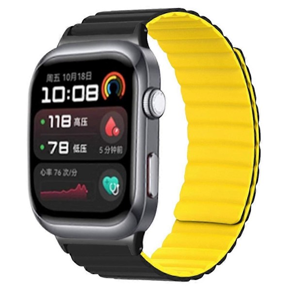 Huawei Watch D2 silikoninen rannekoru magneettisella vaihtohihnalla - musta/keltainen
