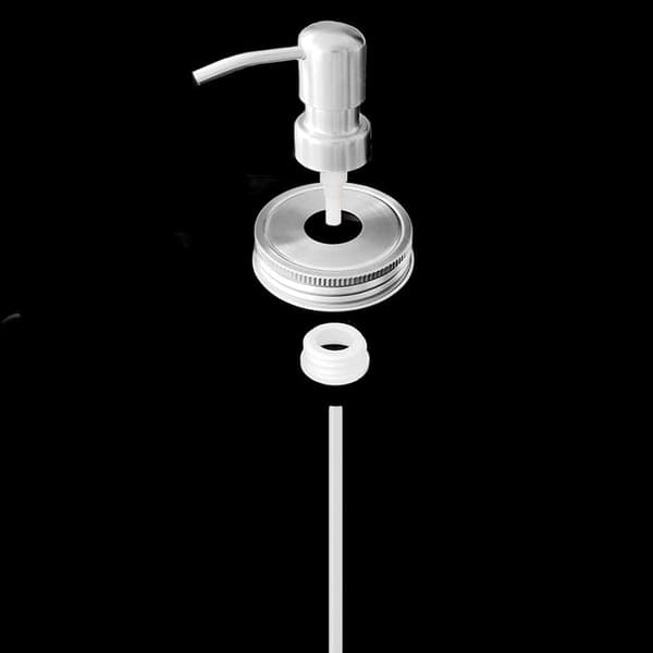 2-pak Rustfri Stål Sæbedispenser Pumpe - Rustik Håndsæbepumpe til Syltetøjsglas, Ideel til Opvaskesæbe og Lotion, 480 ml Kapacitet.