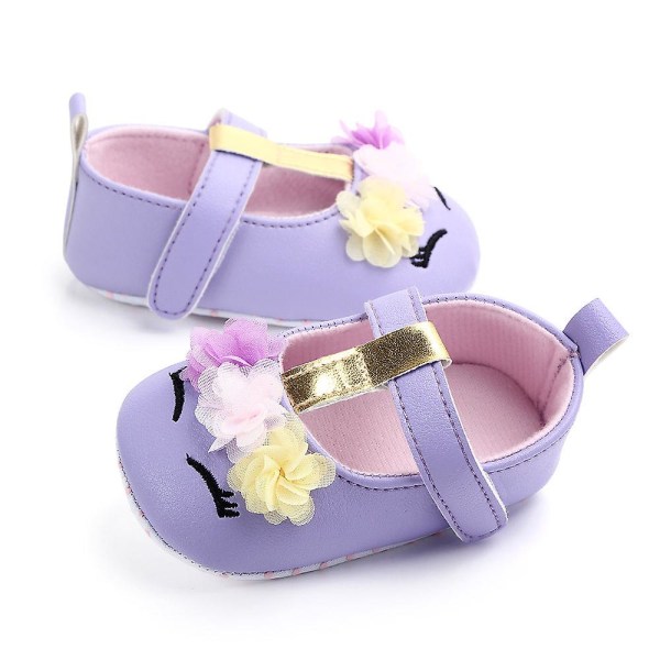 Baby flicka Toddler tecknade blommiga skor purple L