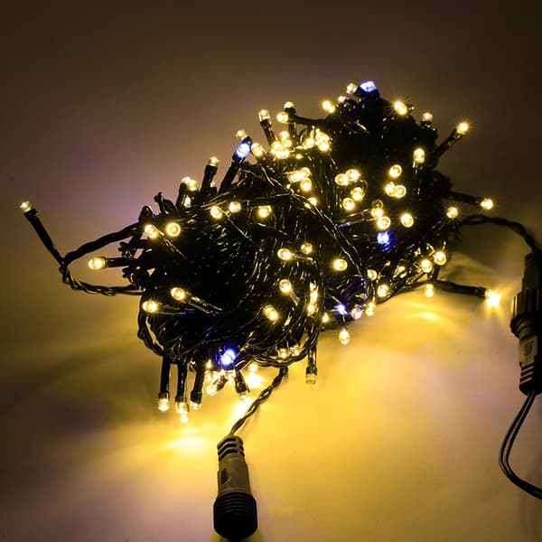 LED lyskæde (200 LED'er) – Indendørs/Udendørs julepynt – 20 meter – Varm hvid – Sort kabel