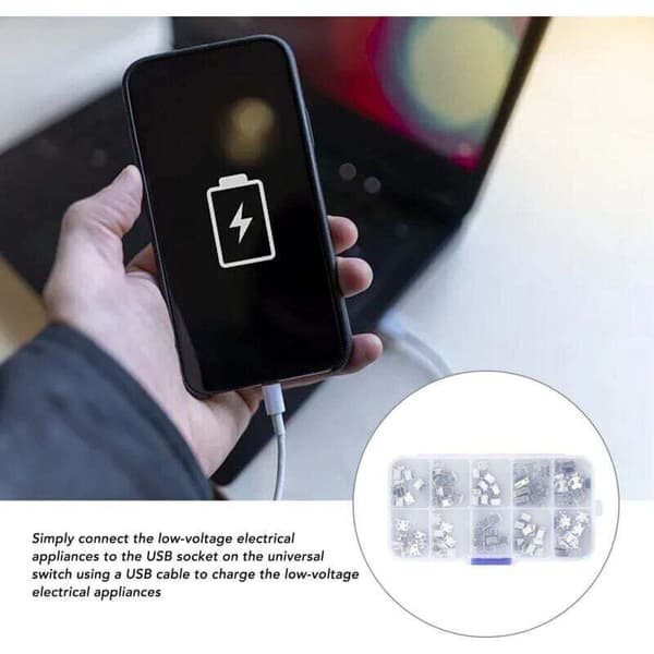 100 stycken Micro Mini USB honkontakt Micro USB-kontakter USB-reparationsersättningsadapter sortimentssats med förvaringslåda