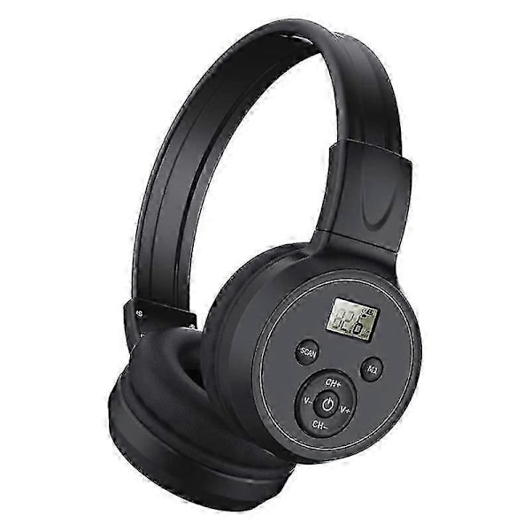 Bärbara Trådlösa FM Radio Hörlurar, Uppladdningsbart FM Radio Headset Mottagare kompatibel med Möten, Vardagligt W