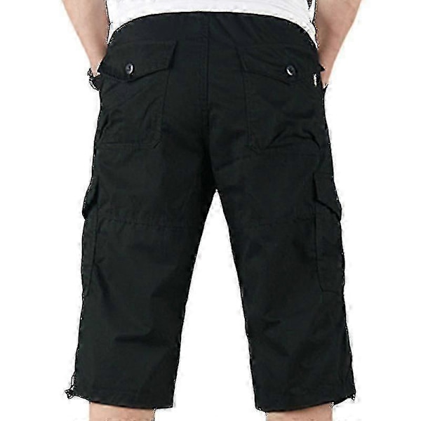 Cargo Combat Trekvartsbyxor för Män - Elastisk Midja - Långa Shorts