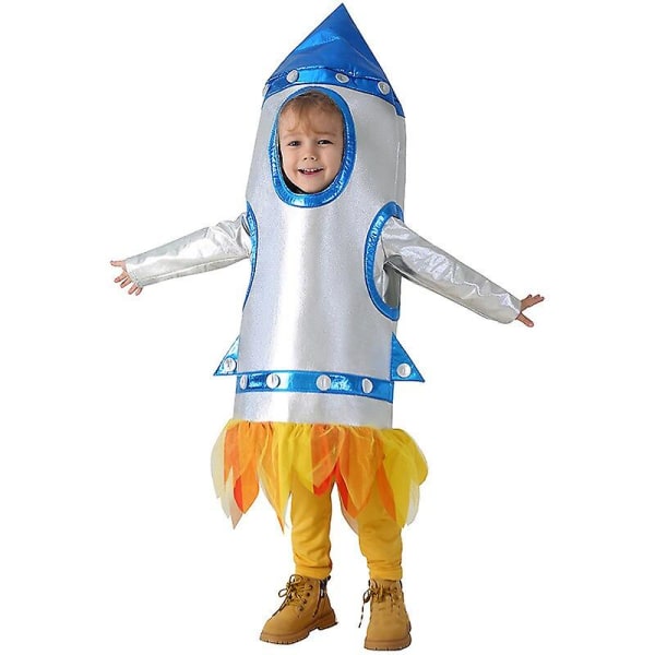 Unisex barn Flickor Astronaut Jumpsuit Fancy Dress Up Pojkar Barn Robot Kostym Toddler 3d Rocket Halloween Kostym 2023 Jumpsuit Bag Age 11-14 Years Old