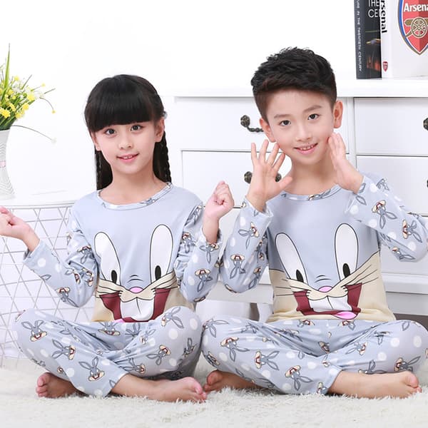 Tecknade Pyjamas Set Barn Flicka Pojke Lång Pyjamas Sovkläder Nattkläder Bugs Bunny 8-9 Years