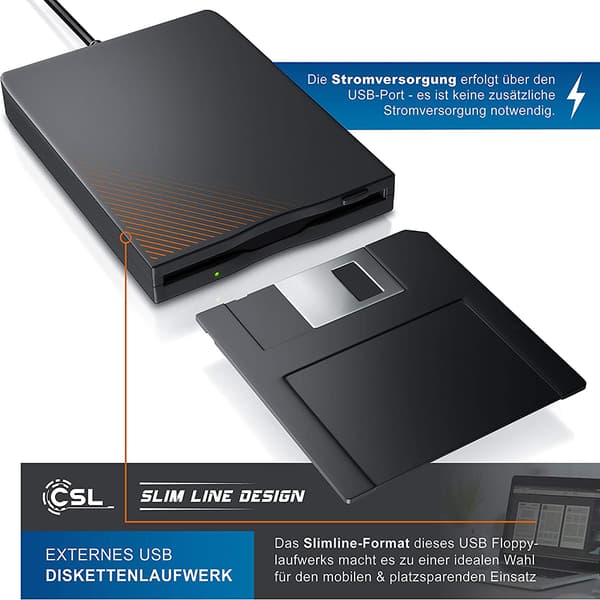 USB Diskettenhet, USB Extern Diskettstation 1,44 MB Slim Plug and Play FDD-enhet för PC Windows 2000/XP (Svart)