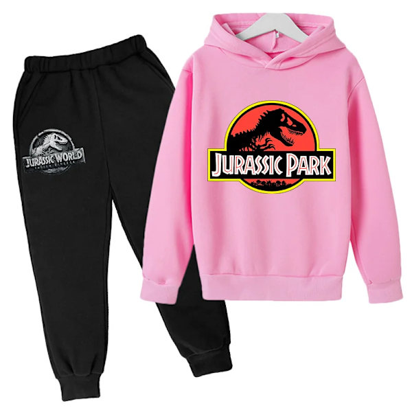 Jurassic Park Dinosaurier Barnkläder Huvtröjor + Set Pojkar Flickor Semesterpresent Sweatshirt Vår Höst Kappa Sportdräkt Black 140cm