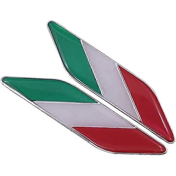 Italien Flag Klistermærke 1 par National Flag Metal Klistermærker Bil Klistermærker Mærkater Metal Italien Flag (rød hvid grøn) (2 stk)